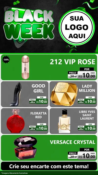Modelo de TV para TV Vertical com o tema Black Week para Perfumes