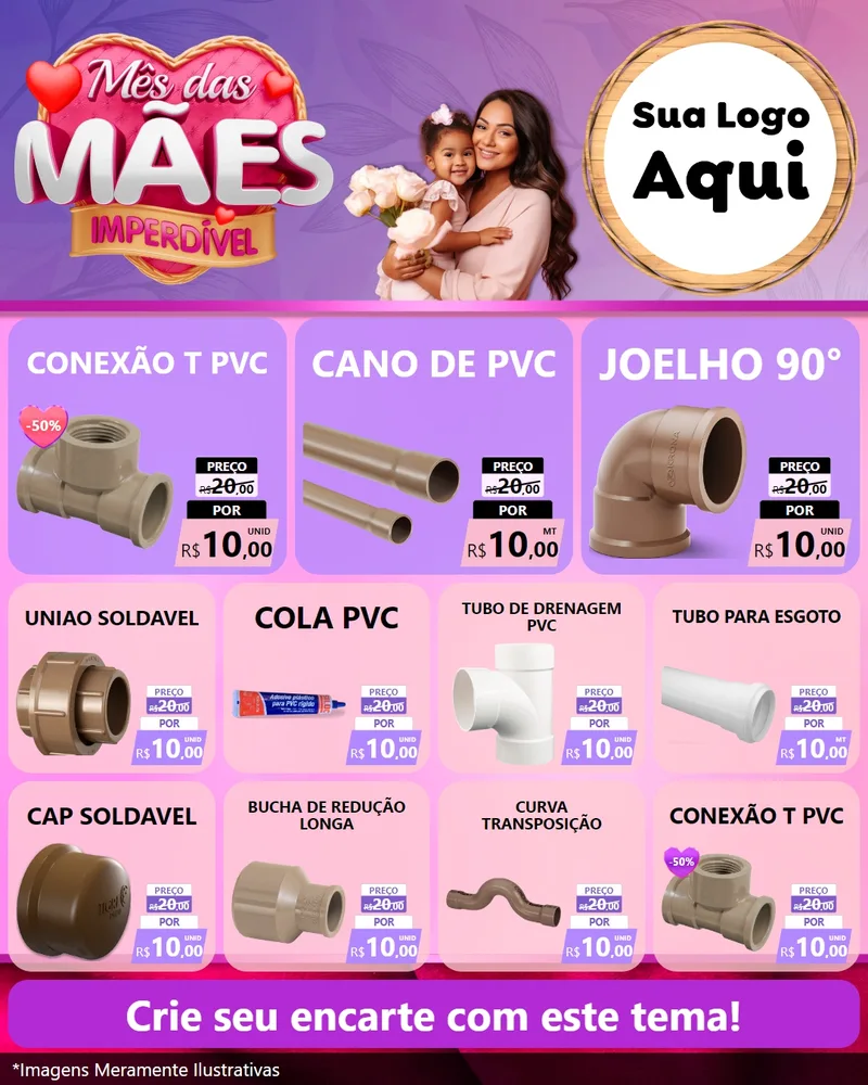 Modelo de Rede Social para Feed Instagram com o tema Mês das Mães Imperdível para Tubos e conexões