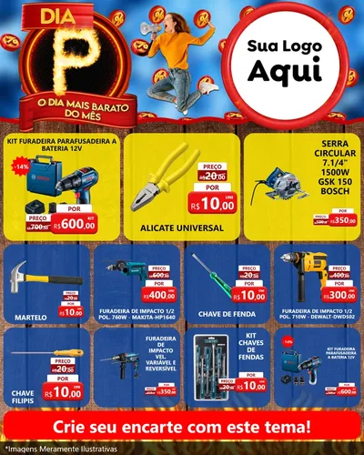 Modelo de Rede Social para Feed Instagram com o tema Dia P - O Dia Mais Barato Do Mês para Maquinas e Ferramentas