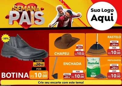 Modelo de Encarte para Encarte A4 Horizontal com o tema Semana Dos Pais para Agropecuária