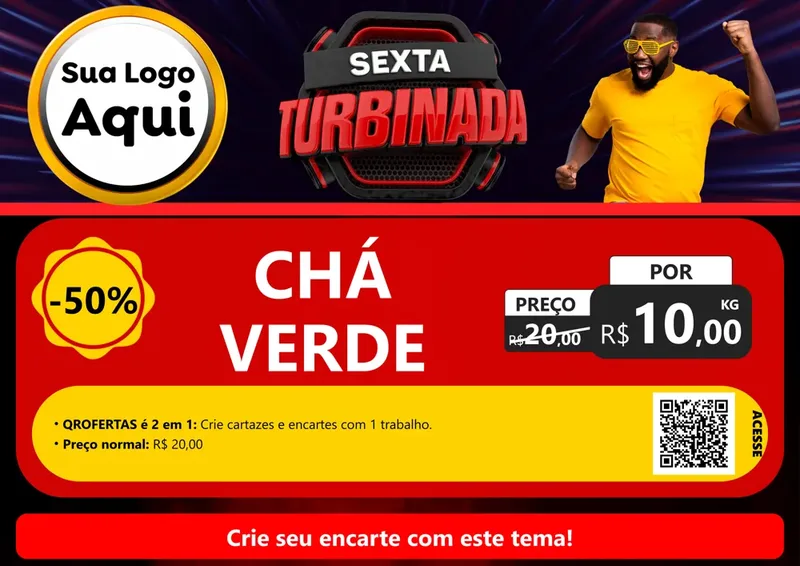 Modelo de Cartaz para Cartaz A4 Horizontal com o tema Sexta Turbinada para Produtos Naturais