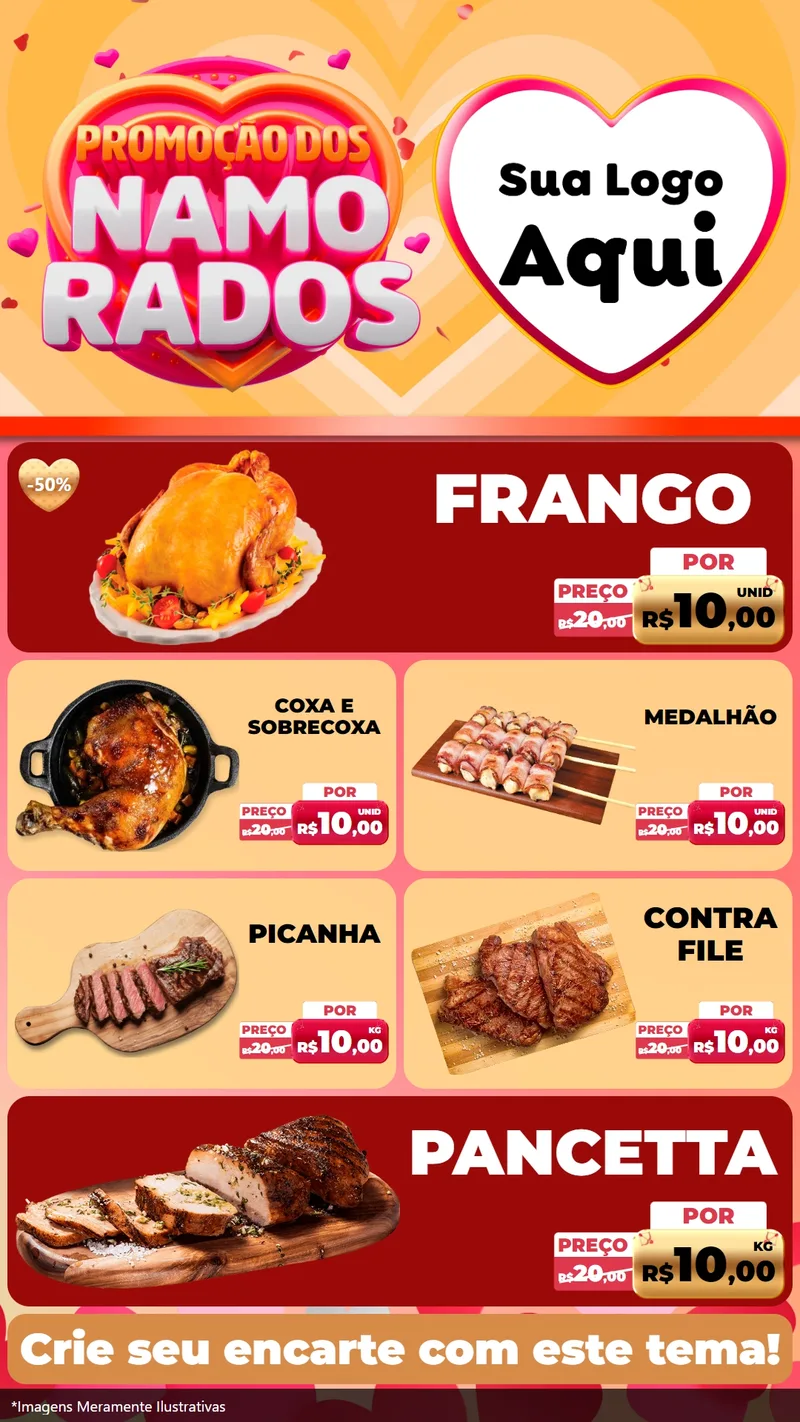 Modelo de TV para TV Vertical com o tema Promoção dos Namorados para Assados