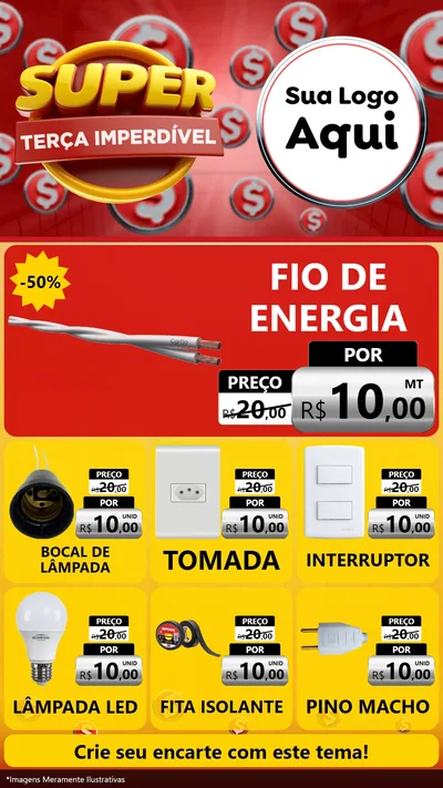 Modelo de Rede Social para Stories com o tema Super Terça Imperdível para Materiais Elétricos