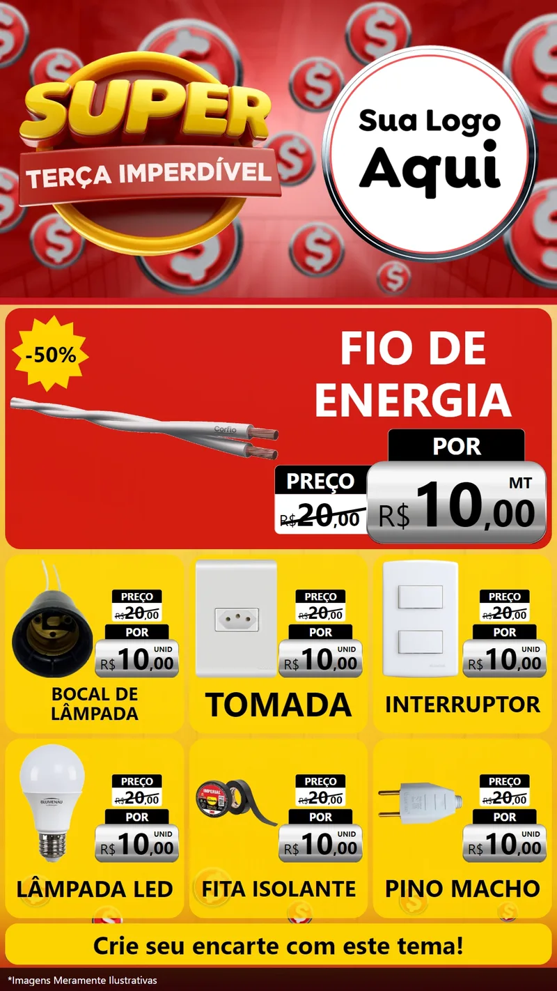Modelo de Rede Social para Stories com o tema Super Terça Imperdível para Materiais Elétricos