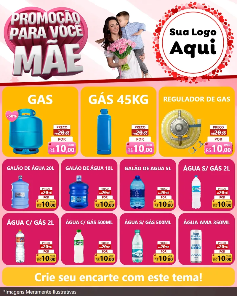 Modelo de Rede Social para Feed Instagram com o tema Promoção Para Você Mãe para Água e gás