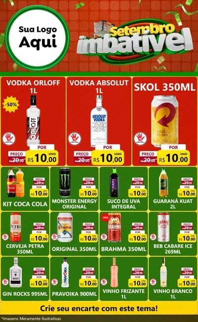 Modelo de Encarte para Encarte Grande com o tema Setembro Imbatível para Distribuidora de bebidas