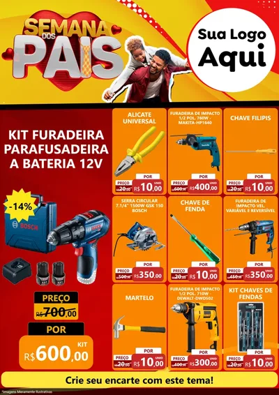 Modelo de Encarte para Encarte A4 Vertical com o tema Semana Dos Pais para Maquinas e Ferramentas