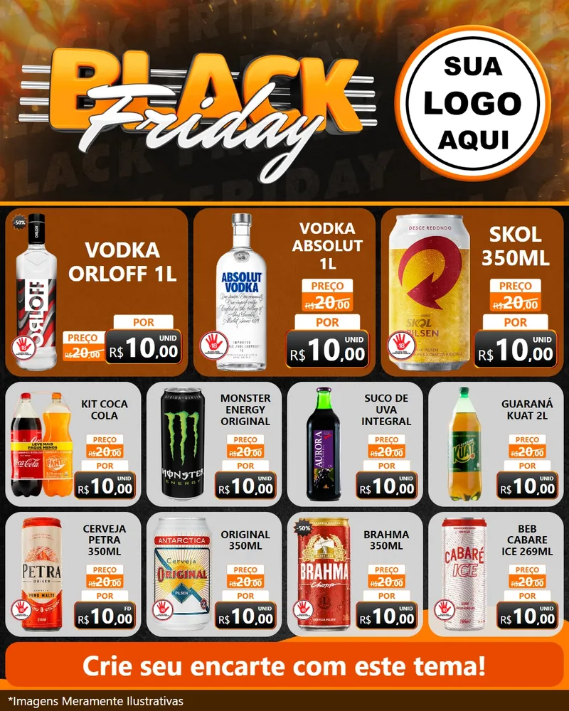 Modelo de Rede Social para Feed Instagram com o tema Black Friday para Distribuidora de bebidas