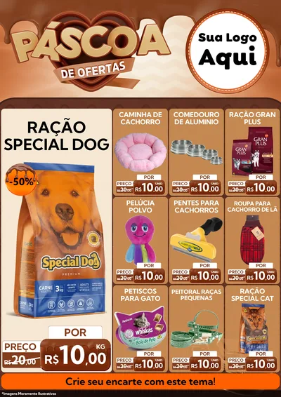 Modelo de Encarte para Encarte A4 Vertical com o tema Páscoa de Ofertas para Pet Shop