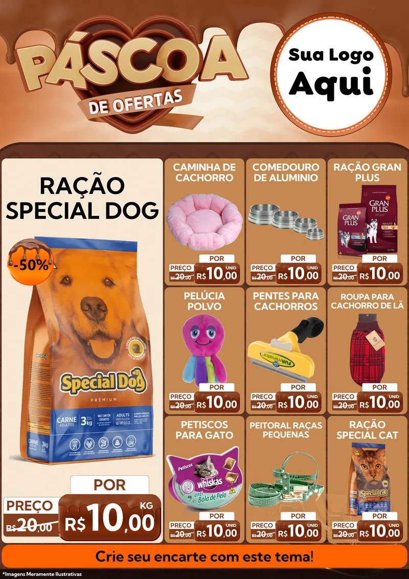 Modelo de Encarte para Encarte A4 Vertical com o tema Páscoa de Ofertas para Pet Shop