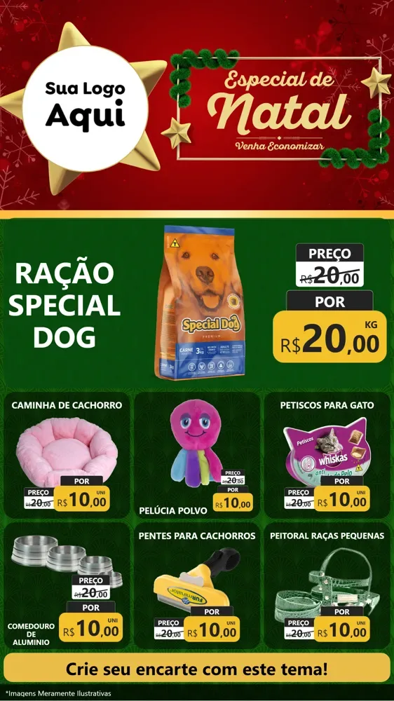 Modelo de Rede Social para Stories com o tema Especial de Natal para Pet Shop