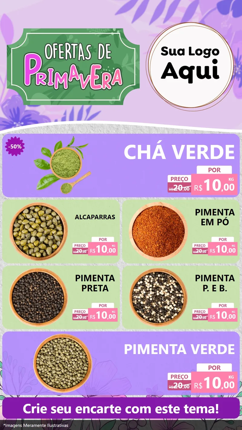 Modelo de TV para TV Vertical com o tema Ofertas de Primavera para Produtos Naturais