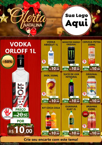 Modelo de Encarte para Encarte A4 Vertical com o tema Ofertas Natalina para Distribuidora de bebidas