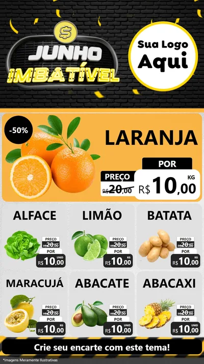 Modelo de Rede Social para Stories com o tema Junho Imbatível para Hortifrúti