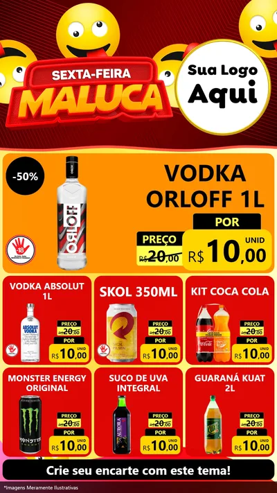 Modelo de Rede Social para Stories com o tema Sexta-feira Maluca para Distribuidora de bebidas