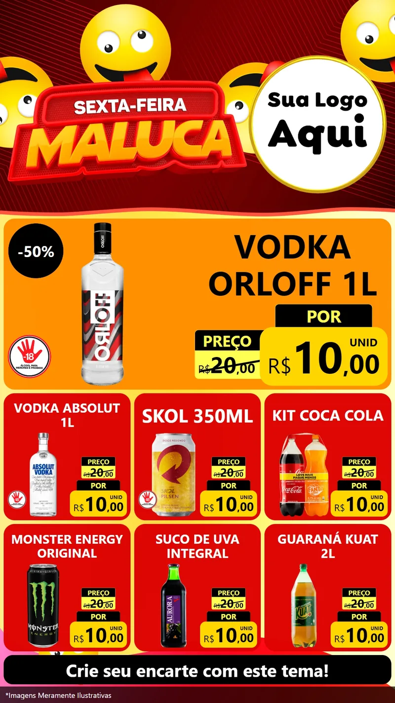 Modelo de Rede Social para Stories com o tema Sexta-feira Maluca para Distribuidora de bebidas