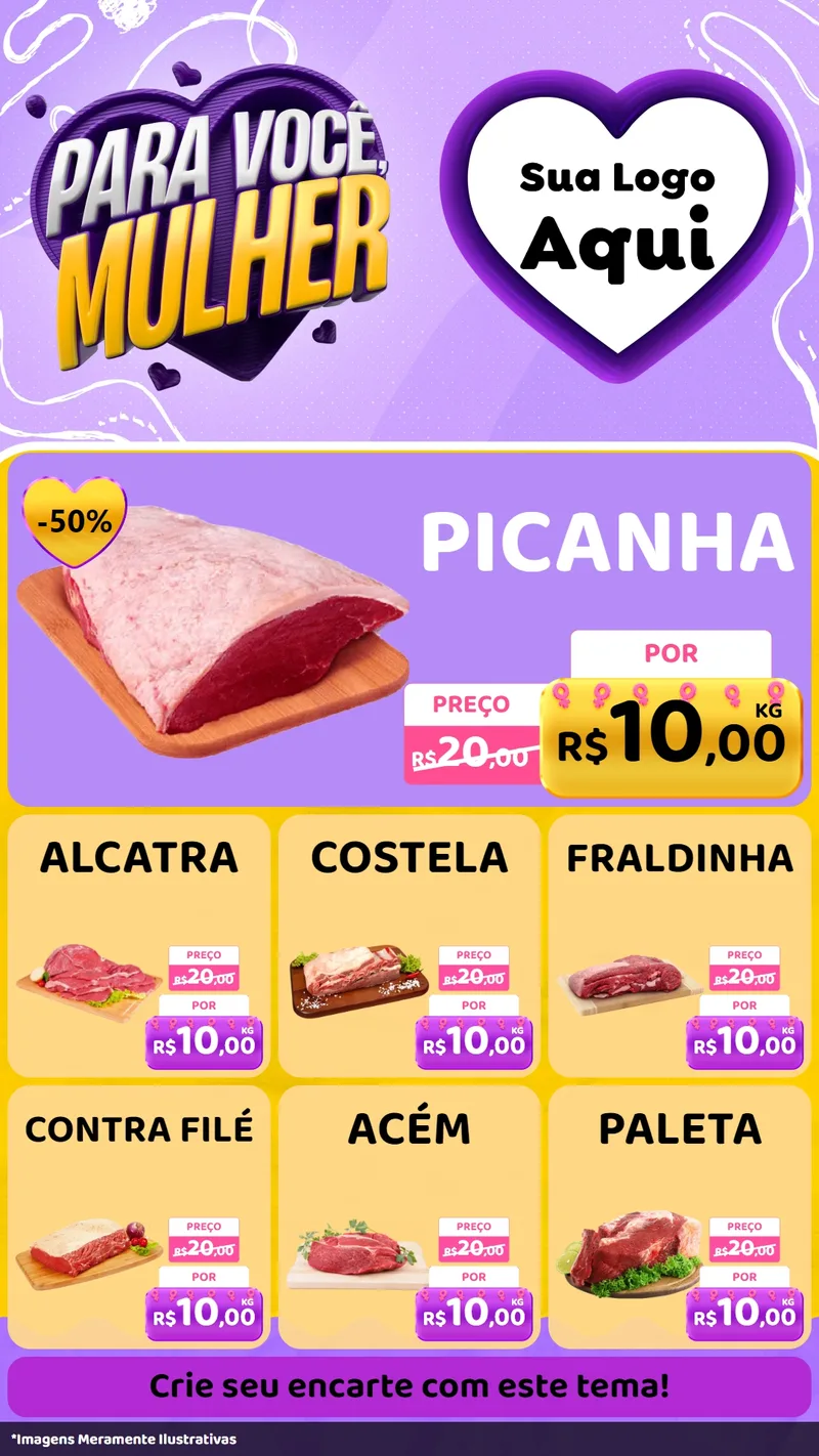 Modelo de Rede Social para Stories com o tema Para Você, Mulher para Açougue