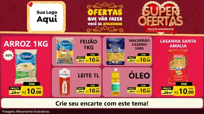 Modelo de TV para TV Horizontal com o tema Dia dos Namorados para Supermercado
