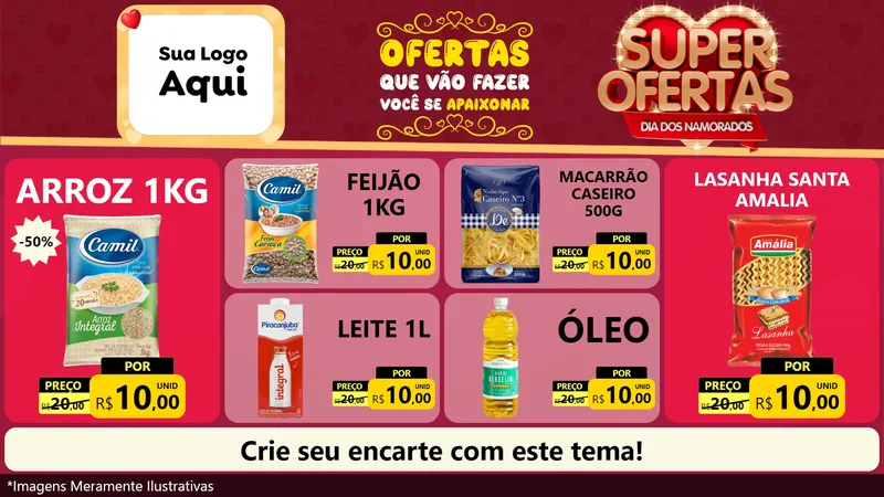 Modelo de TV para TV Horizontal com o tema Dia dos Namorados para Supermercado