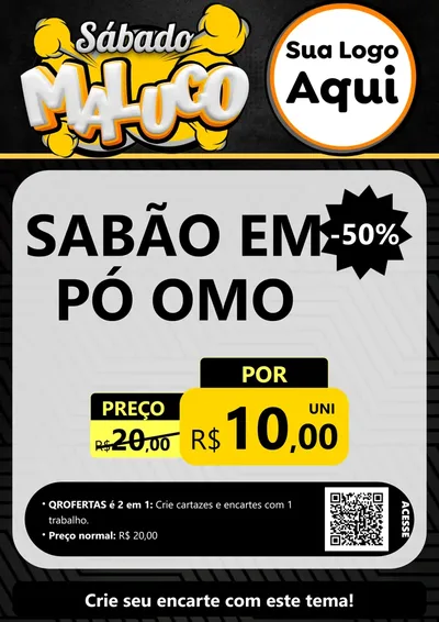 Modelo de Cartaz para Cartaz A4 Vertical com o tema Sábado Maluco para Produtos de Limpeza