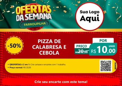 Modelo de Cartaz para Cartaz A4 Horizontal com o tema Ofertas da Semana Farroupilha para Pizzaria
