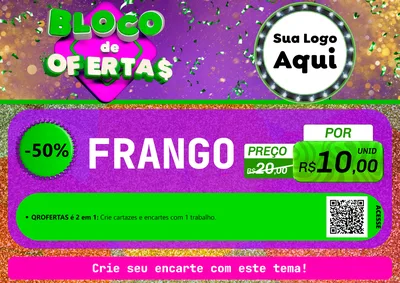 Modelo de Cartaz para Cartaz A4 Horizontal com o tema Bloco de Ofertas para Assados