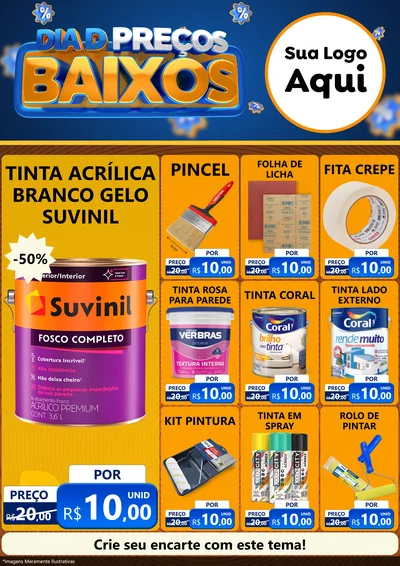 Modelo de Encarte para Encarte A4 Vertical com o tema Dia D Preço Baixo para Tintas e Ferramentas
