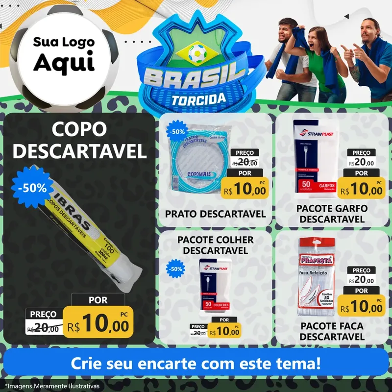 Modelo de Rede Social para Feed Facebook com o tema Brasil Torcida - Copa para Embalagens