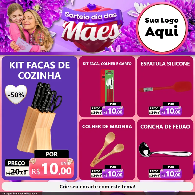 Modelo de Rede Social para Feed Facebook com o tema Sorteio Dia das Mães para Utilidades Domésticas
