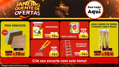 Modelo de TV para TV Horizontal com o tema Janeiro Quente de Ofertas para Material para Construção