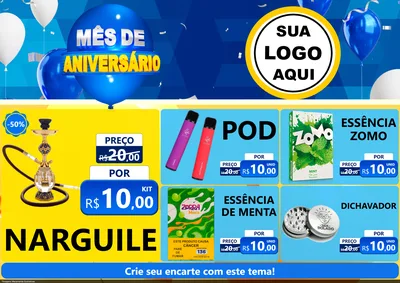 Modelo de Encarte para Encarte A4 Horizontal com o tema Mês de Aniversário para Tabacaria