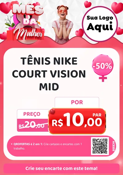 Modelo de Cartaz para Cartaz A4 Vertical com o tema Mês da Mulher para Calçados