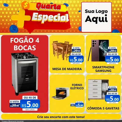 Modelo de Rede Social para Feed Facebook com o tema Quarta Mais Especial para Móveis e Eletro