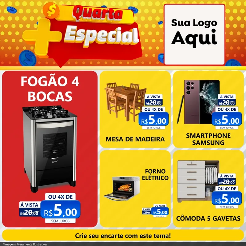 Modelo de Rede Social para Feed Facebook com o tema Quarta Mais Especial para Móveis e Eletro