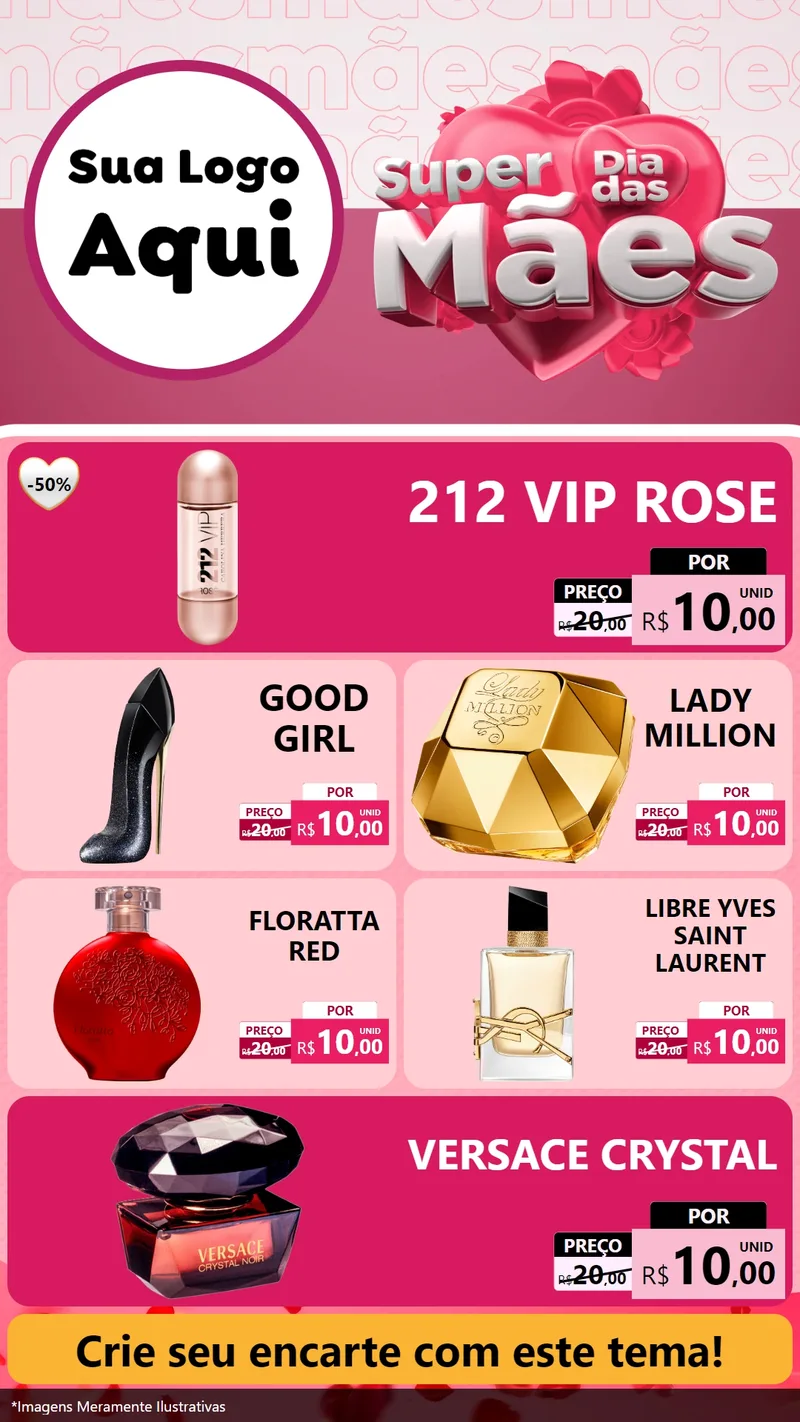 Modelo de TV para TV Vertical com o tema Super Dia Das Mães para Perfumes
