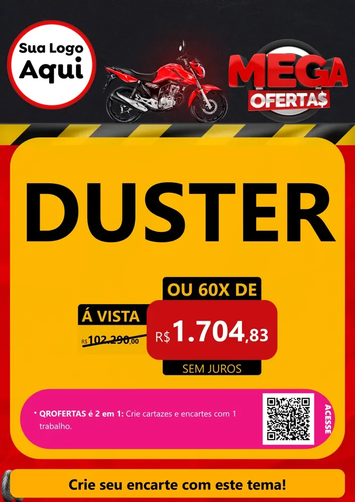 Modelo de Cartaz para Cartaz A4 Vertical com o tema Mega Ofertas - Motopeças para Concessionaria de Carros