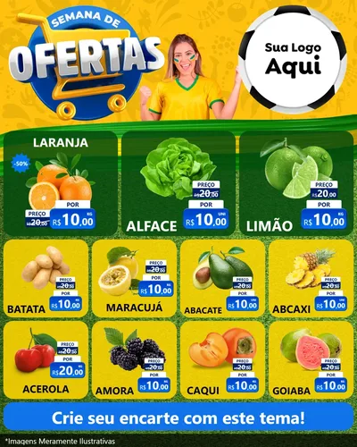Modelo de Rede Social para Feed Instagram com o tema Semana de Ofertas - Copa para Hortifrúti
