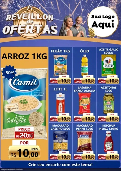 Modelo de Encarte para Encarte A4 Vertical com o tema Réveillon de Ofertas para Supermercado