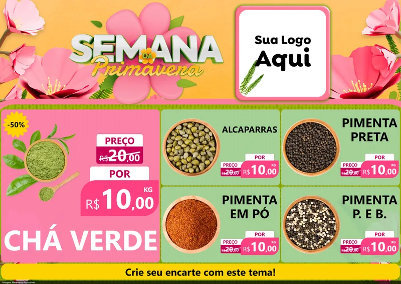 Modelo de Encarte para Encarte A4 Horizontal com o tema Semana da Primavera para Produtos Naturais