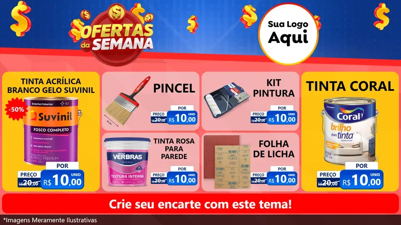 Modelo de TV para TV Horizontal com o tema Ofertas Da Semana para Tintas e Ferramentas