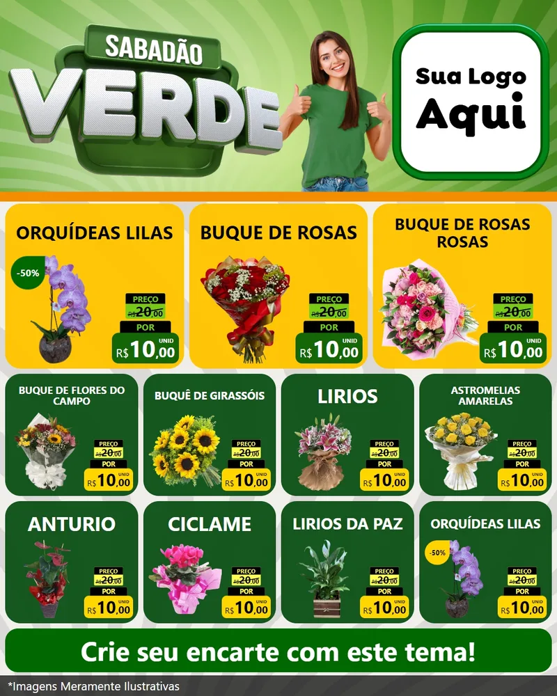 Modelo de Rede Social para Feed Instagram com o tema Sabadão Verde para Floricultura e jardim