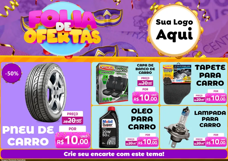 Modelo de Encarte para Encarte A4 Horizontal com o tema Folia de Ofertas para Auto peças