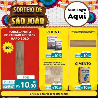 Modelo de Rede Social para Feed Facebook com o tema Sorteio de São João para Pisos e revestimentos