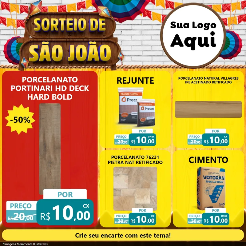 Modelo de Rede Social para Feed Facebook com o tema Sorteio de São João para Pisos e revestimentos