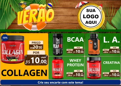 Modelo de Encarte para Encarte A4 Horizontal com o tema Verão para Suplementos alimentares