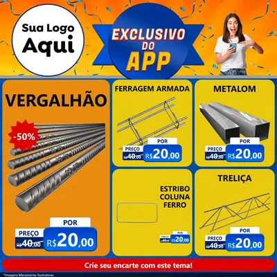 Modelo de Rede Social para Feed Facebook com o tema Exclusivo do Aplicativo para Ferragens