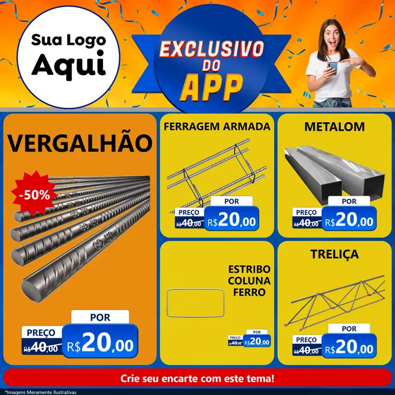 Modelo de Rede Social para Feed Facebook com o tema Exclusivo do Aplicativo para Ferragens