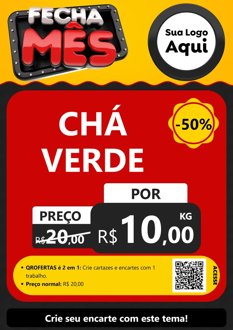 Modelo de Cartaz para Cartaz A4 Vertical com o tema Fecha Mês para Produtos Naturais