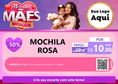 Modelo de Cartaz para Cartaz A4 Horizontal com o tema Mês das Mães Imperdível para Papelaria
