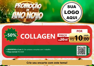 Modelo de Cartaz para Cartaz A4 Horizontal com o tema Promoção de Ano Novo para Suplementos alimentares